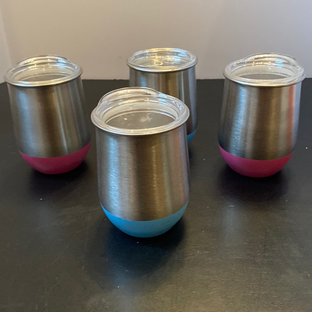 Sip n Go stainless steel stemless wine tumblers set of 4 tailgate camping